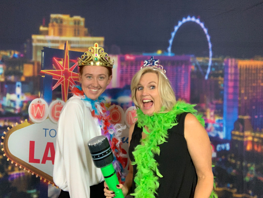 Sophia and Debbie having fun before the photo booth opens